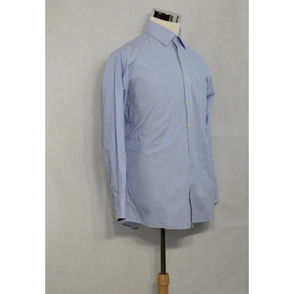 MICHAEL KORS Men’s Pen Striped Dress Shirt Size L 16 34/35 Blue Button Up LS - Picture 12 of 12
